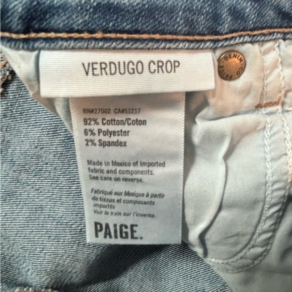 PAIGE Verdugo Crop Jeans light blue women’s size 25 - Picture 3 of 6